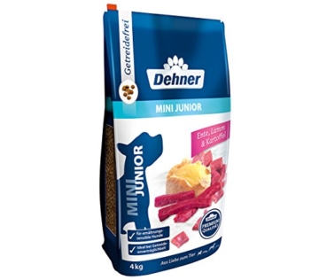 Dehner Premium Hundetrockenfutter Mini Junior, Ente und Lamm mit Kartoffel, 4 kg - 1