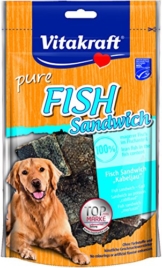 Vitakraft Hundesnack, Fish Sandwich mit Kabeljau und Fischhaut, Getreidefrei, 6er Pack ( 6 x 80 g) - 1