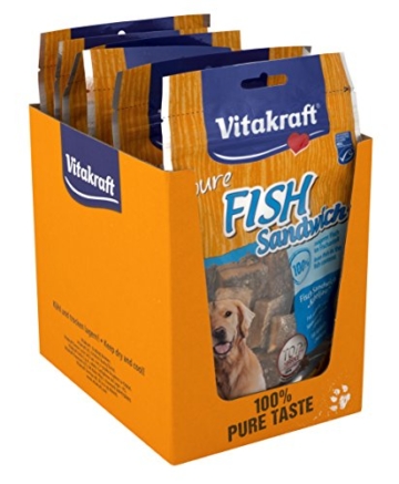 Vitakraft Hundesnack, Fish Sandwich mit Kabeljau und Fischhaut, Getreidefrei, 6er Pack ( 6 x 80 g) - 4