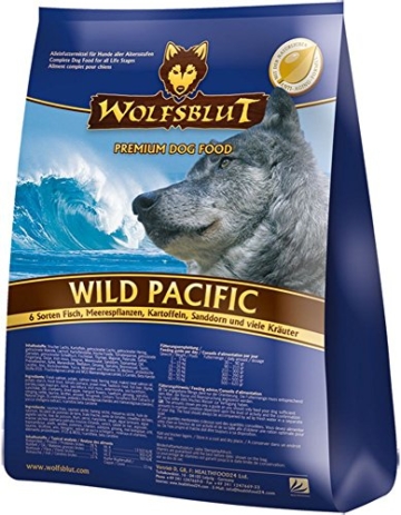 WOLFSBLUT Trockenfutter WILD Pacific 6 Sorten Fisch + Kartoffel Adult für Hunde 15,0 kg - 