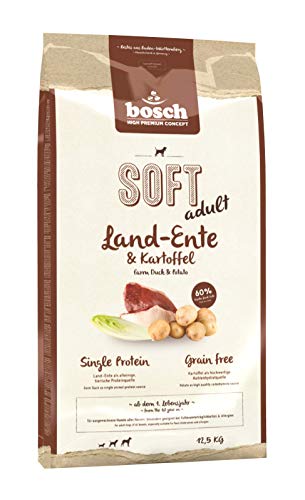 Bosch HPC Soft Junior Hühnchen & Süßkartoffel | habfeuchtes Hundefutter für Hunde Aller Rassen | 1 x 12.5 kg & d-Ente & Kartoffel | halbfeuchtes  Hundefutter für Hunde Aller Rassen | 1 x 12.5 kg - 4