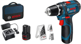 Bosch Professional 12V System Akkuschrauber GSR 12V-15 (inkl. 2x2,0 Akku + Ladegerät) Amazon Exclusive Set: inkl. 39-tlg. Zubehör-Set - 1