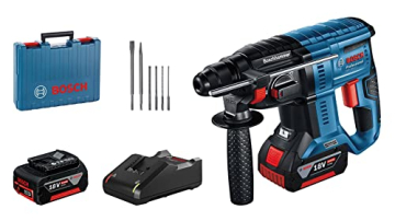 Bosch Professional 18V System Akku Bohrhammer GBH 18V-21 (max. Schlagenergie 2 J, inkl. 2x GBA 18V 5.0Ah Akku, Ladegerät GAL 18V-40, 6-tlg. Bohrmeißel-Set, im Koffer) - Amazon Exclusive Set - 1