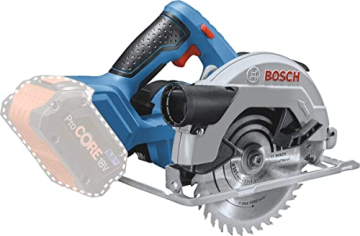 Bosch Professional 18V System Akku-Handkreissäge GKS 18V-57 (inkl. 1x5.0 Ah GBA18V Akku, Schnellladegerät GAL 18V-40, 1x Kreissägeblatt, im Karton) - Nicht kompatibel mit Führungsschiene - 3