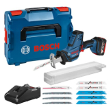 Bosch Professional 18V System Akku Säbelsäge GSA 18V-LI C (inkl. 1x 5.0 Ah GBA 18V Akku, Schnellladegerät GAL 18V-40, 10x Säbelsägeblatt, in L-BOXX 136) - Amazon Exclusive Set - 1