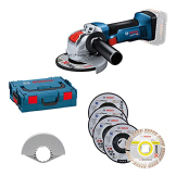 Bosch Professional 18V System Winkelschleifer GWX 18V-8 (Scheiben-Ø 125 mm, mit X-Lock-Aufnahme, inkl. 5-tlg. Trenn-und Schruppscheiben Set, in L-BOXX 136) - Amazon Exclusive Set - 1